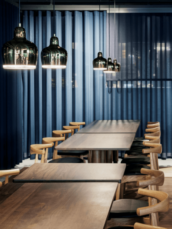 Cortinas ignífugas en un restaurante